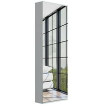 Depot E-Shop Baltimore 42-inch Tall Wall Mounted Shoe Rack with Mirror Door and 10-Shoe Capacity, White