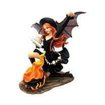 Comfy Hour Fairyland Collection 7” Dark Fairy Witch Cooking Magic Soup Fire Pan Figurine, Halloween Theme Gift, Home Decoration and Collectibles, Polyresin