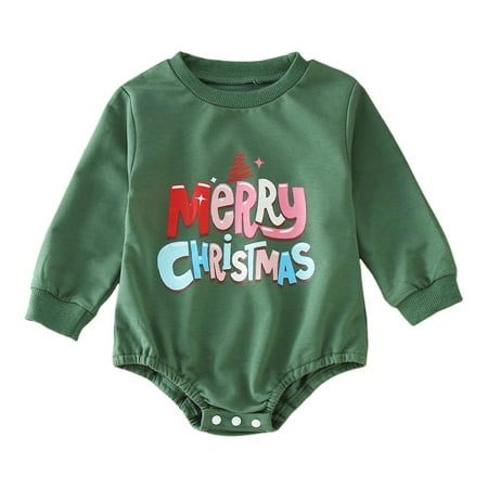 

Uvwlwu Christmas Outfits for Baby Girls Toddler Boys Long Sleeve Cartoon Letter Prints Triangle Romper Bodysuits Baby Girl Clothes(Size:0-3 Months)