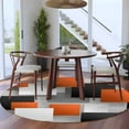 thumbnail image 4 of Round Area Rug 5 Ft, Orange Gray Black Washable Non-Slip Circle Carpet for Living Room/Bedroom, Modern Abstract Geometric Plaid Low-Profile Runner Mats Collection Rugs for Indoor, 4 of 7