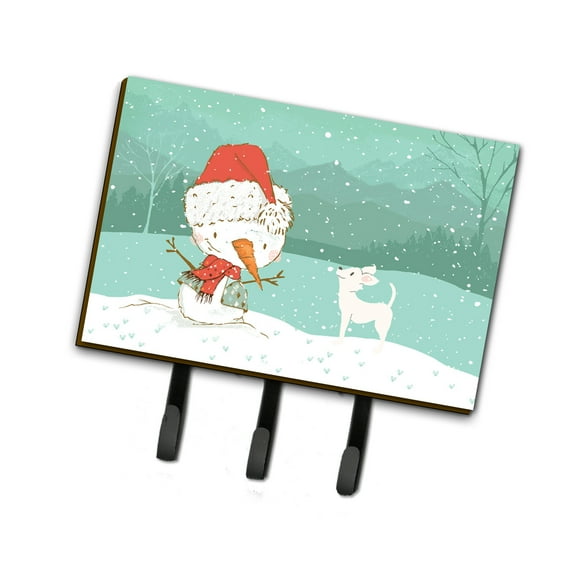 White Chihuahua Snowman Christmas Leash or Key Holder