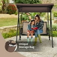 thumbnail image 4 of Costway 2 Seat Patio Porch Swing with Adjustable Canopy Storage Pockets  Brown, 4 of 10