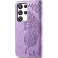 thumbnail image 3 of Wallet Case for Samsung Galaxy S23 Ultra,3D Butterfly Pattern PU Leather Flip Phone Case with Magnetic Clasp and Cash Card Slots Holster for Galaxy S23 Ultra,HZD Rhinestone Light Purple, 3 of 18