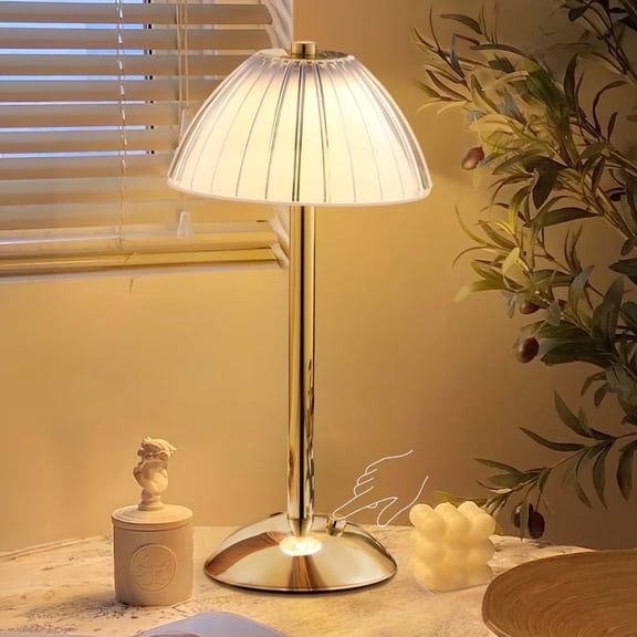 Cordless Table Lamps for Home,Table,Dining Room, Gold Rechargeable Lamps, USB Charge 12'' Tall LED Brass Portable Outdoor Indoor Table Lamp with Built-in Dimmer (Gold)