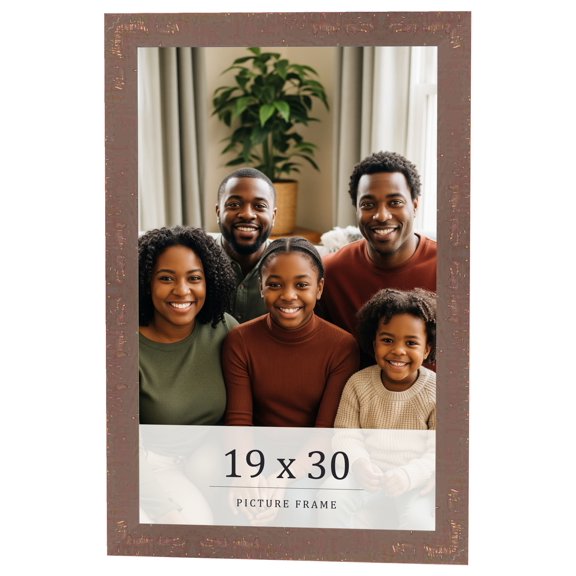 19x30 Distressed Brown Real Wood Picture Frame Width 1.25 inches | Interior Frame Depth 0.5 inches