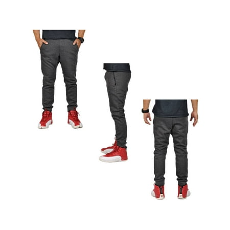 Alta Fashion Mens Plain Slim Casual Running Sweatpants Joggers with 3 Zippered