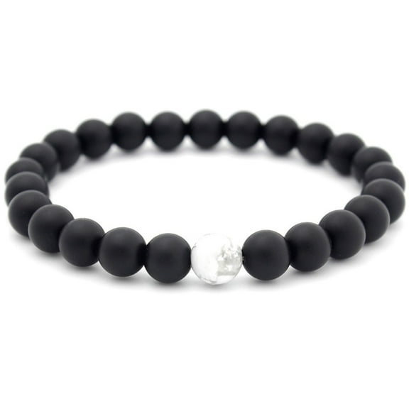 YUEHAO accessories Bracelets Men Women 8mm Lava Rock Chakra Beads Elastic Natural Stone Agate Bracelet Black