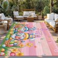 thumbnail image 2 of Easter Gnomes Bunnies Outdoor Rug for Patio/Deck/Porch, Non-Slip Large Area Rug 5 x 7 Ft, Spring Easter Eggs Floral Pink Wood Indoor Outdoor Rugs Washable Area Rugs, Camping Rug Carpet Runner, 2 of 8