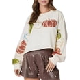 thumbnail image 1 of Sudadera de Halloween con Lentejuelas para Mujer, Larga, Purpurina Brillante, Calabaza, Fantasma, Suéter Feo de Halloween. Lechoso XL, 1 of 10