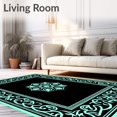 thumbnail image 2 of ODIKA 6'x9' Machine Washable Non-Slip Area Rug, Heirloom Dynasty Palatial Scrollwork Artistic Embellishment Symphony High Traffic Rug, Black, 659103, 2 of 7