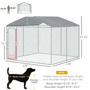 PawHut Outdoor Metal Dog Kennel, Pet Playpen with Steel Lock, Mesh Sidewalls and Cover for Backyard & Patio, 9.8 x 9.8 x 7.7