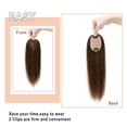 thumbnail image 6 of MY-LADY 100% Remy Human Hair Silk Base Top Hairpiece for Women Clip in Topper Hand-made Top Toppee Hair Piece for Thinning Hair Loss Hair Grey Hair 10inch #04 Medium Brown, 6 of 8