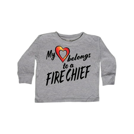 

Inktastic My Heart Belongs to a Fire Chief with Red Heart Gift Toddler Boy or Toddler Girl Long Sleeve T-Shirt