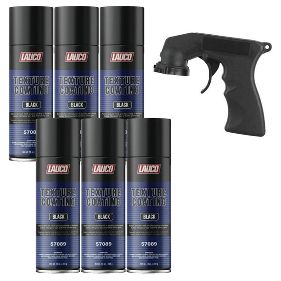 Texture Coating Black 13oz Aerosol Spray Can - For Automotive and Industrial Use Quantity: 6 Pack with Gun