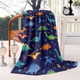 thumbnail image 2 of Colorful Dinosaur and Leaf Pattern Blanket,Comfortable Soft Lamb Wool Throw Blanket,All Season,Warm Lightweight Blankets for Sofa Bed Couch Living Room Chair,60"x80", 2 of 4