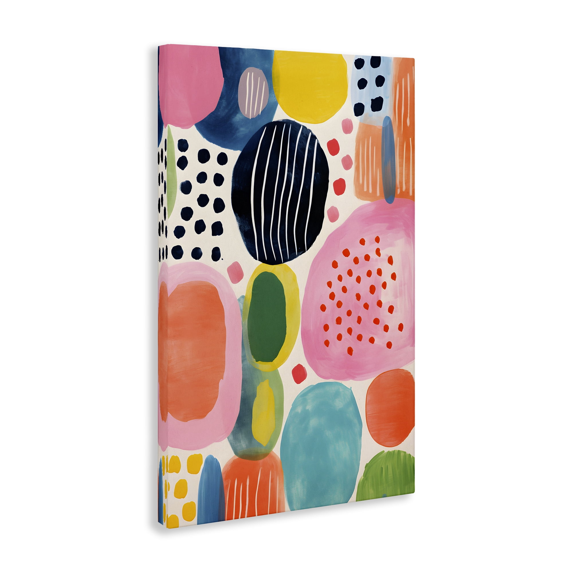 Stupell Industries Whimsical Patterned Shapes Abstract Painting Gallery Wrapped Canvas Art Print Wall Art, 30 x 45