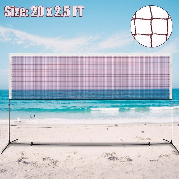 Red Portable Badminton Net Tennis Volleyball Pickleball Sport Net for Indoor Outdoor 20 x 2.5FT