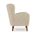 thumbnail image 3 of Benjara Sonie Accent Chair, Beige Polyester, Soft Cushions, Tapered Brown Wood Legs, 3 of 5