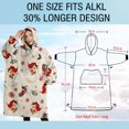 thumbnail image 4 of Oversized Wearable Blanket Hoodie,Beige Christmas Santa Pattern Sherpa Blanket Hoodie with Super Pockets,Super Warm Fuzzy Pullover for Women & Men, 4 of 6