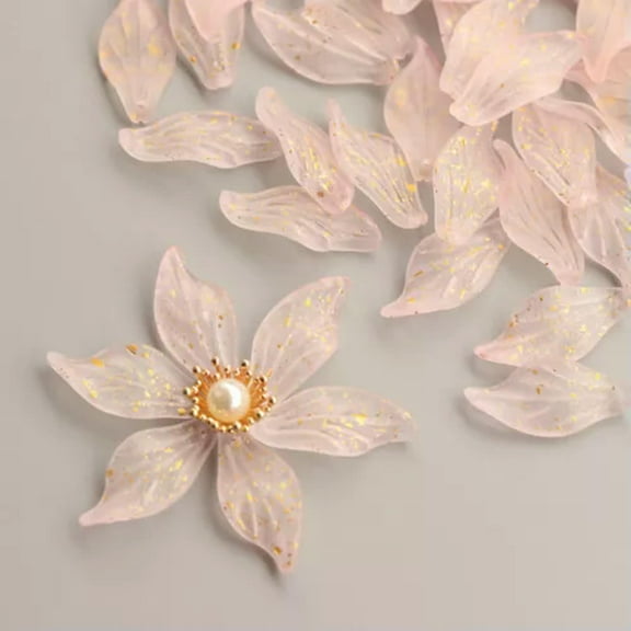 U8MO 10pcs 14x30mm Flower Petal Shape Crystal Lampwork Glass Loose Pendants Beads-12#