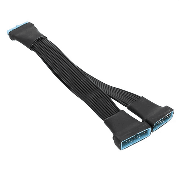 USB 3.0 Female to Male 19/20 Pin 2 Port Splitter Cable for Mainboard Accessories Internal Extension Adapter Cord,1 x USB 3.0 Extension Cable,Black