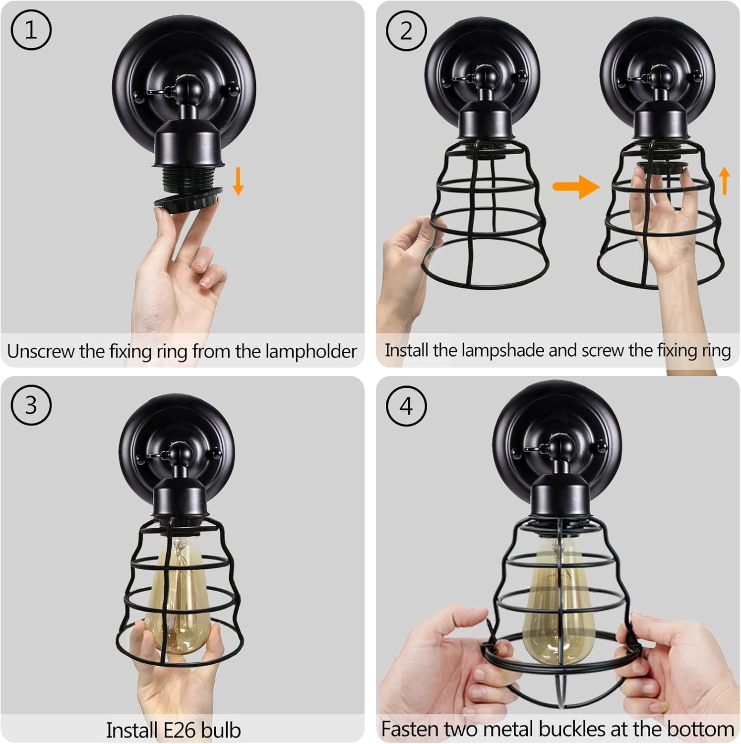 Modern Farmhouse Matte Black Wall Light Fixtures for Bedroom Wall Sconces Wall Lamps, Set of 2