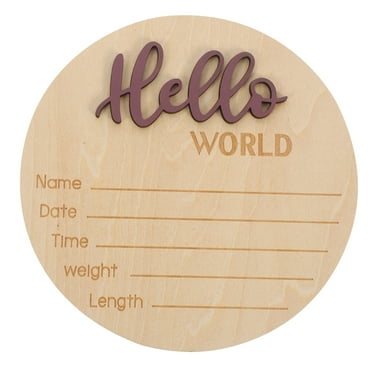 Baby Announcement Wooden Round Sign for Newborn Photography Prop 1 Piece