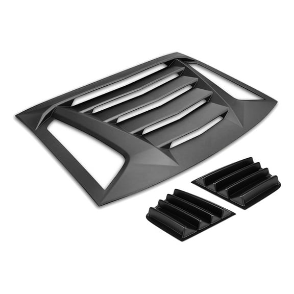Ikon Motorsports Compatible with 11-23 Dodge Charger V2 Style Rear Window Louver W/ Side Quarter Scoop Vent