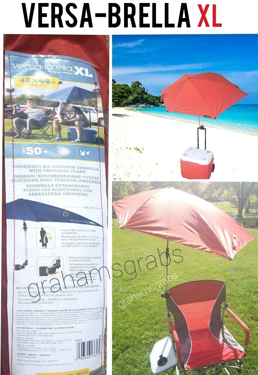 SportBrella VersaBrella XL SPF 50+ ADJUSTABLE UMBRELLA 360° SWIVEL