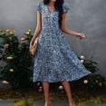 thumbnail image 1 of Vestido De Verano Vestidos de playa para mujer Vestido largo suelto con estampado floral informal (Azul M) Cgtredaw para Mujer Azul T XXL, 1 of 8