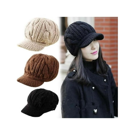 - Women New Fashion Winter Warm Crochet Knit Wool Beanie Ski Peaked Hat Cap