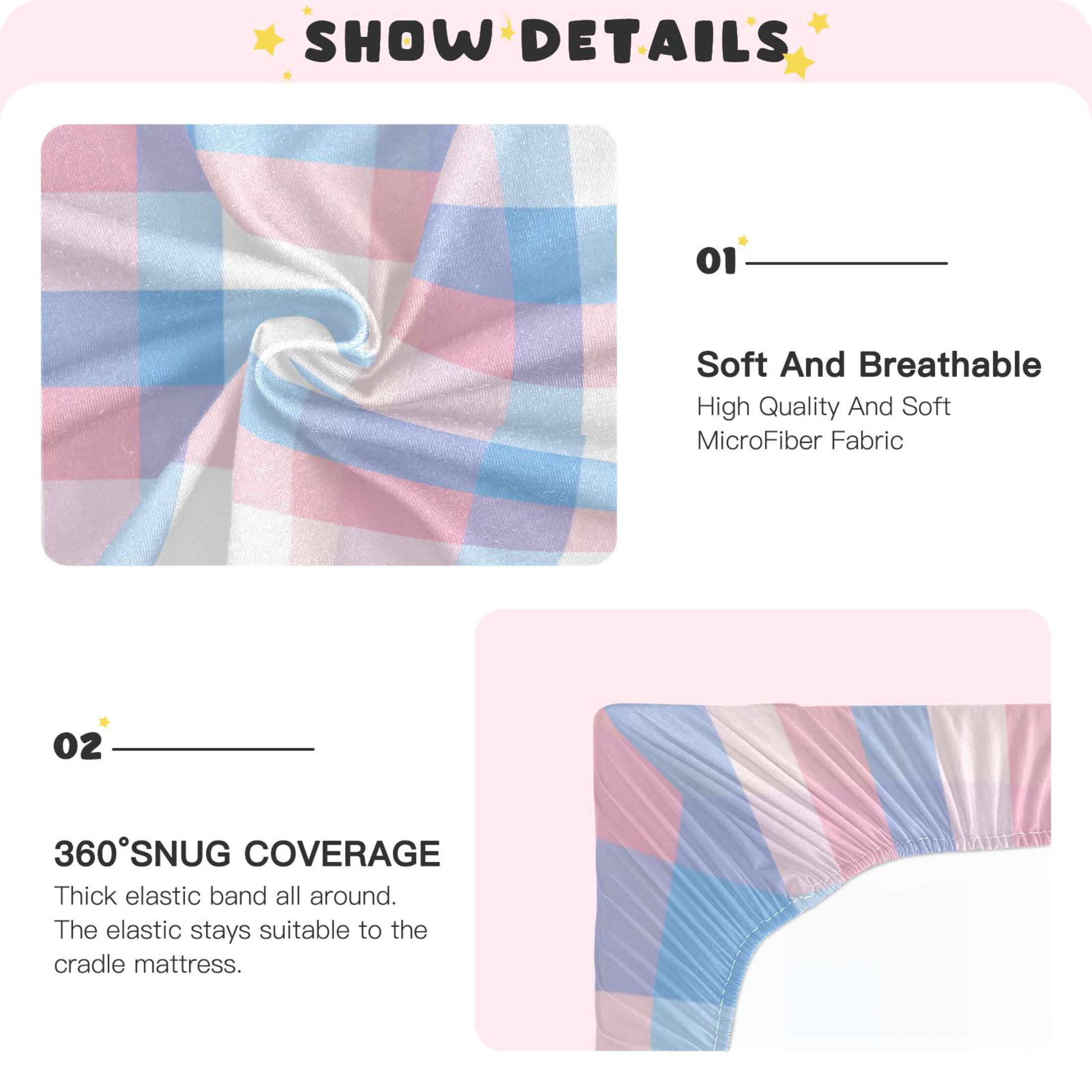 Breathable Fitted Crib Sheets Playard Sheet for Baby Soft Skin-Friendly Mattress Cover with Elastic Band All Seasons Blue and Pink Phone Wallpaper