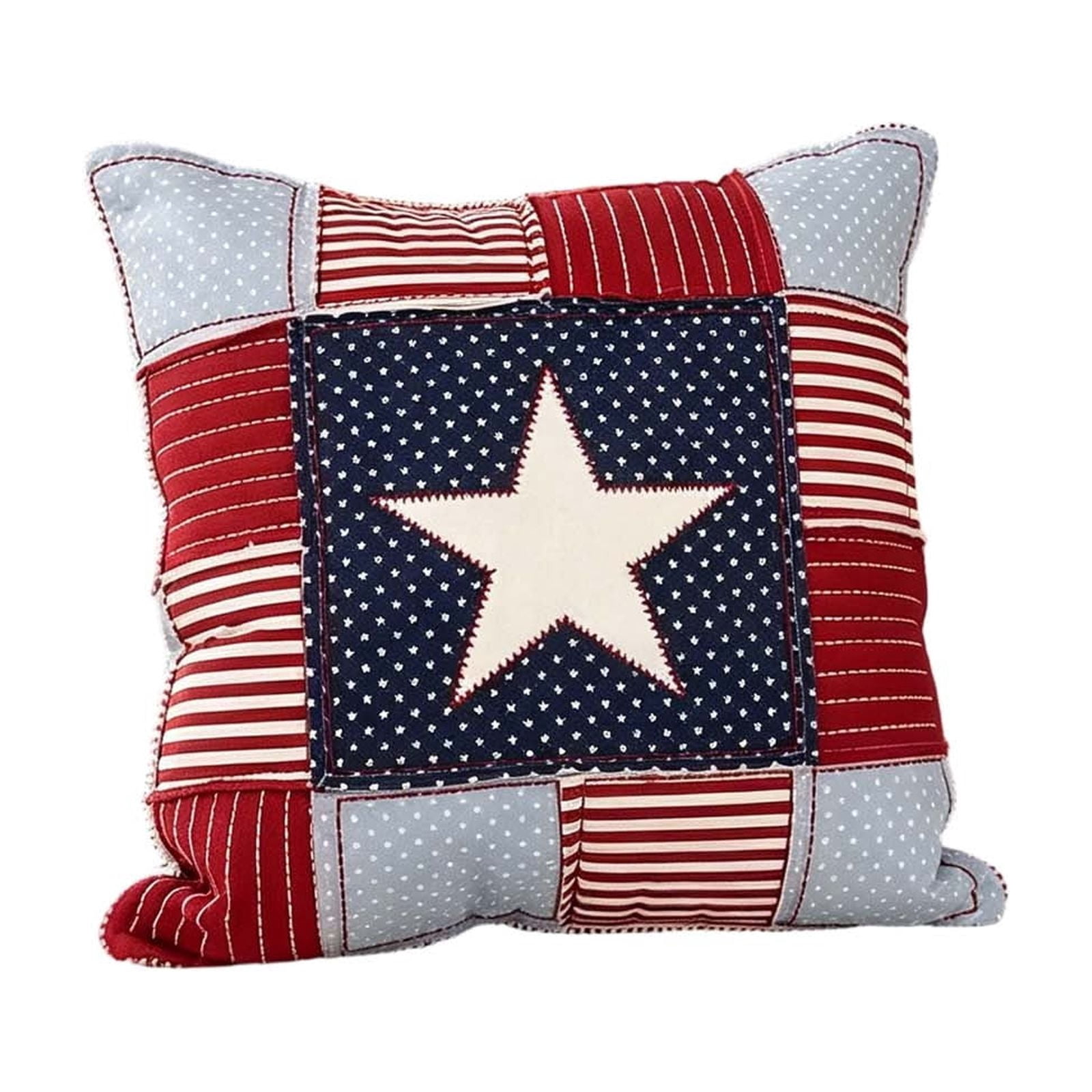 AYktou 4th of July Throw Pillows, 20×20 Inch Patriotic Patchwork Red White Blue Decorative Support Pillows Independence Day 250th Anniversary Star Sofa Cushion Lumbar Pillow for Couch Bed Decor