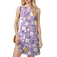 thumbnail image 4 of WTOBBY Women's Fashion Casual Printed V-Neck Button Vest Sleeveless Dress with Pocket, Floral Print Design for Summer Outfits, Lightweight and Comfortable for Everyday Use,Light Purple 2XL, 4 of 5