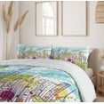 thumbnail image 6 of Ambesonne New York Duvet Cover Sets, Landscape Skyscrapes, 2-King, Yellow and Sky Blue, 6 of 7