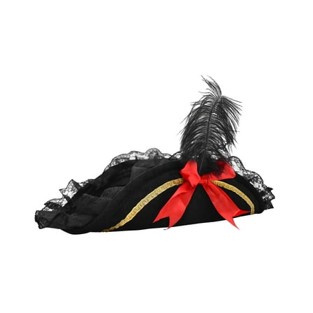 Nicky Bigs Novelties Adult Womens Deluxe Buccaneer Lady Pirate Hat With Feather Costume Accessory