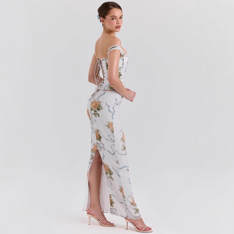 corset maxi dress summer Floral Corset Maxi Dress Pink