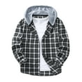 thumbnail image 2 of Ceisia Men's Casual Plaid Patchwork Hooded Button-Up Long Sleeve Shirt Gift, 2 of 9