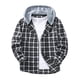 thumbnail image 2 of Ceisia Men's Casual Plaid Patchwork Hooded Button-Up Long Sleeve Shirt Gift, 2 of 9