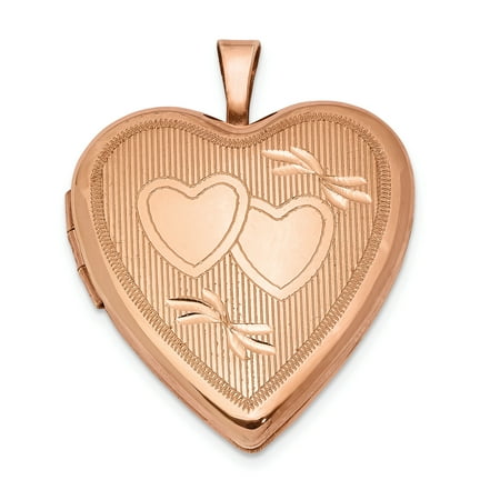 Religious Locket Necklace 925 Sterling Silver Rose Gold Plated 20mm Double Hearts Heart Photo Pendant Charm Locket Chain Necklace That Holds Pictures Religious Cross ()