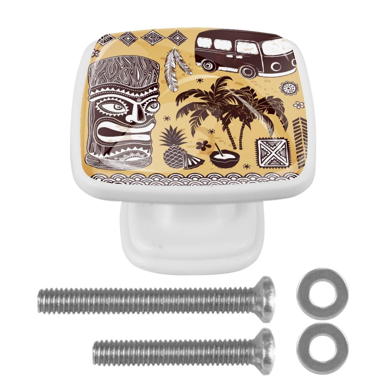 Ownta Vintage Tiki Square Glass Drawer Handles Knobs Pulls With Screws