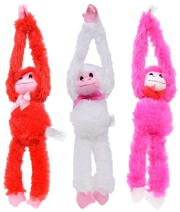 Mini Plush valentine monkeys gorillas hanging pink red white anniversary 7 inch 