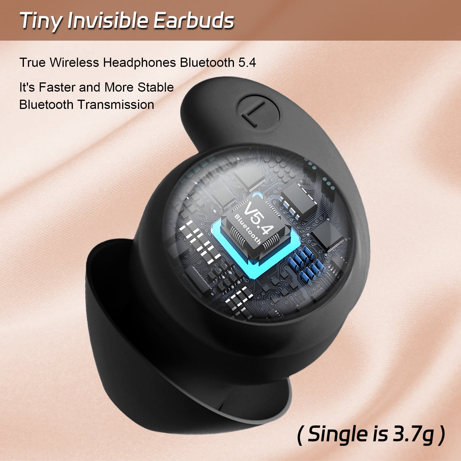 LOBKIN Sleep Earbuds,Mini Wireless Earbuds,Sleeping Headphones,20H Playtime Ear Buds with IPX6 Waterproof Earphones for Side Sleepers,Touch Control,Black