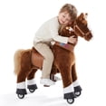 thumbnail image 1 of PonyCycle Ride-On Horse Toy for Kids, Plush Riding Pony with Sound & Hand Brake, Kid-Powered, Ages 4-7, Brown, Ux424, 1 of 9