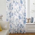 thumbnail image 6 of Blue White Spring Floral Sheer Curtains 45 Inches Long, Summer Botanical Birds Light Filering Curtains, Breathable Simi Curtain Privacy Drapes for Kitchen Bathroom Lightweight Small Window Treatment, 6 of 9