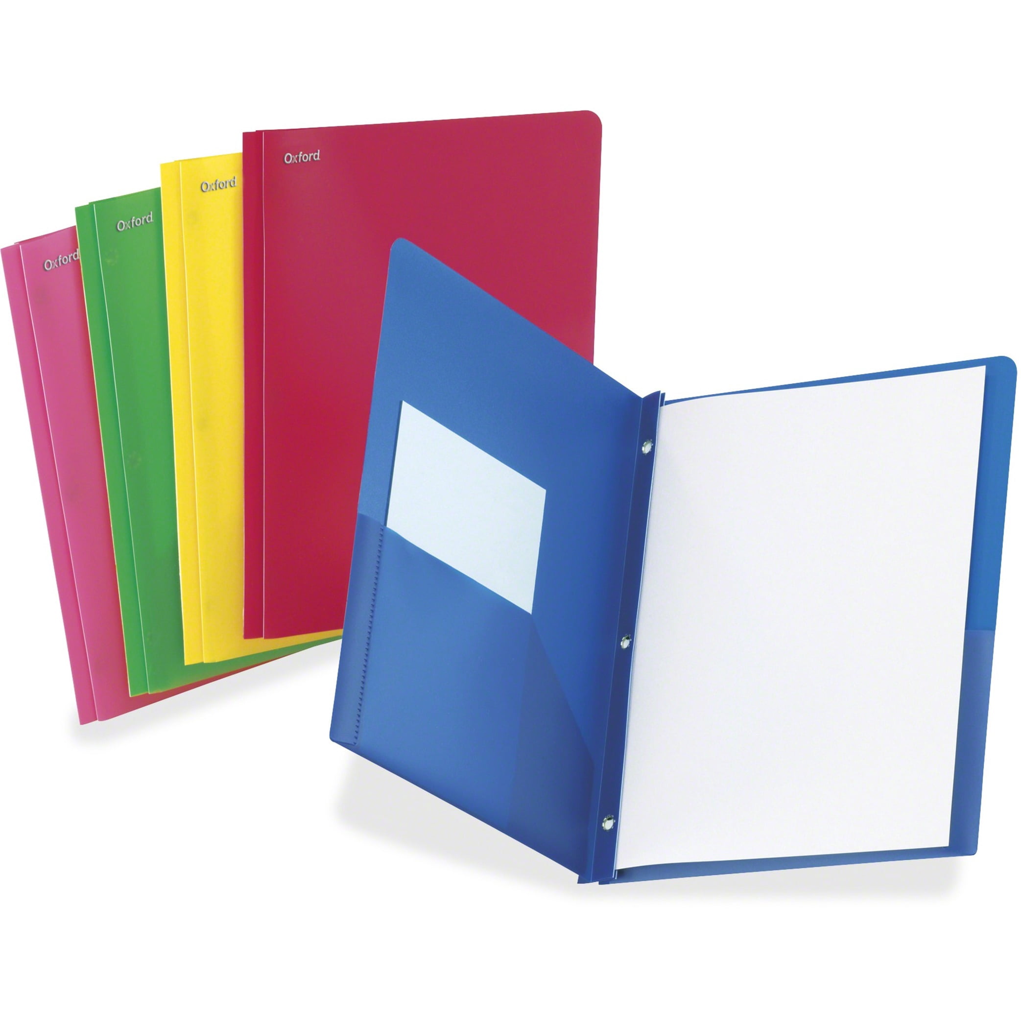 Oxford 99811 Two-Pocket Portfolio, Tang Fastener, 1/2" Capacity, Assorted Colors, 25/Box