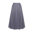 thumbnail image 2 of Long Skirts for Women Solid Color Elastic Waist Summer Casual Regular Pleated Skirt A-Line Flowy Ruffled Ankle Length Skirt, 2 of 7