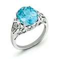 thumbnail image 1 of 925 Sterling Silver Rhodium Oval Checker-Cut Blue Topaz and Diamond Ring, 1 of 2