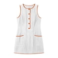 thumbnail image 7 of Atogsazn Womens Summer Button Mini Dress Casual Sleeveless Contrast Trim Loose Dresses A-Line Sundress White L Fashion, 7 of 7