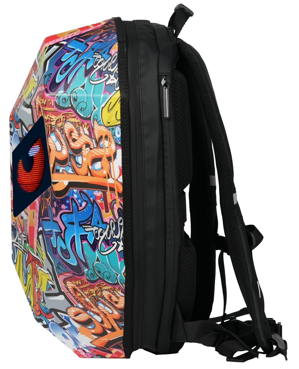 19" LED Backpack, Animated Digital Motorcycle Backpack with Programmable Moving Eyes, DIY Graffiti, Perfect Tech Gear